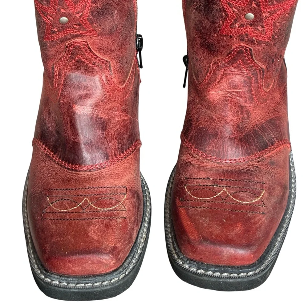 Smoky Mountain Boots Red Leather Cowboy Western Boots Youth 12 Unisex